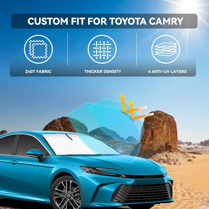 Windshield Sun Shade for Toyota Camry 2025 2026 LE XLE Hybrid SE XSE - Image 2
