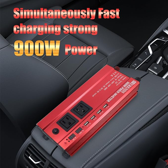 HITRENDS 900W Car Power Inverter 12V to 110V, DC to AC Converter - Image 6