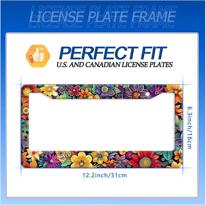 Bright Flowers Colorful Floral License Plate Frame Flower License Plate - Image 7