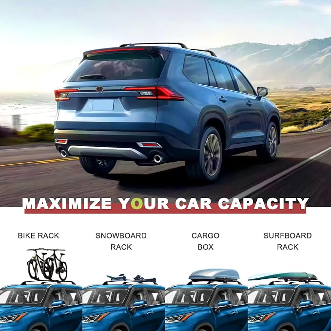 KINGGERI Lockable 260LBS Roof Rack Cross Bars Compatible - Image 5