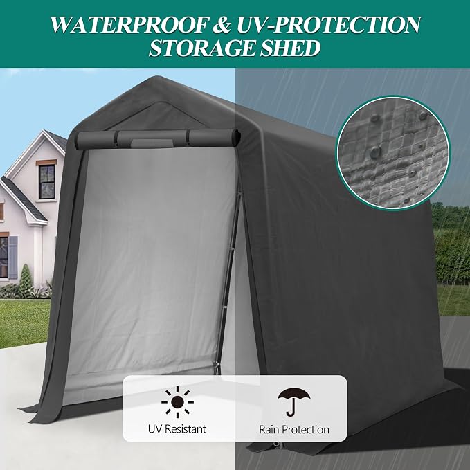 6' x 7' Outdoor Storage Shelter Shed- Heavy Duty Storage Tent - Image 4