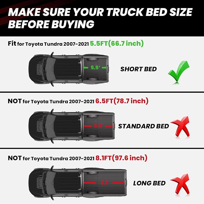 LASFIT Bed Mat for Toyota Tundra 2007-2021 Truck Bed Mat All Weather 5.5 FT Bed - Image 2