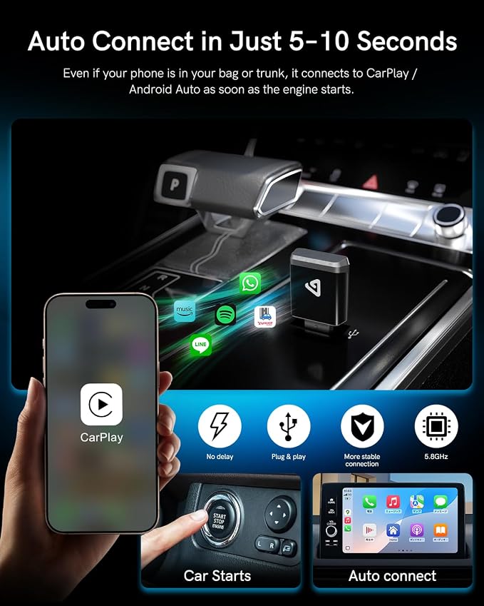 Wireless CarPlay Adapter for Apple iPhone & Android 2025 Upgrade Mini 2-in-1 - Image 3