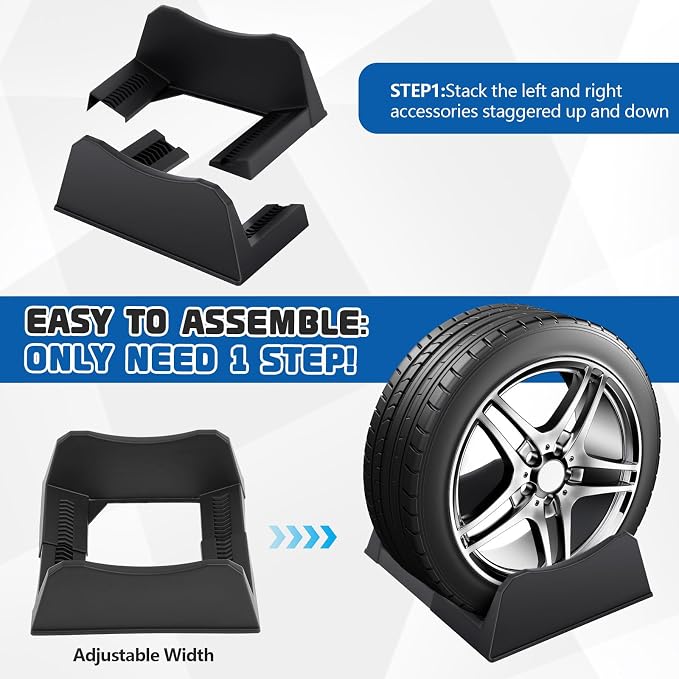 2 Pcs Car Tire Display Stand Wheel Display Rack Adjustable Width Rim Storage - Image 5