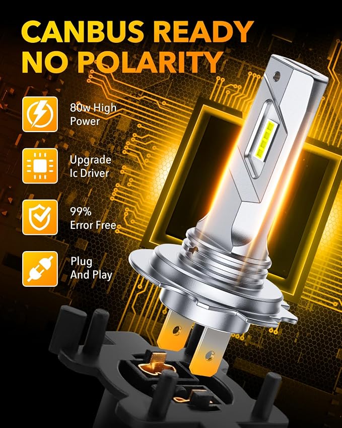 OXILAM H7 LED Light Bulbs, 40000LM Super Brighter 6500K H7 Fog Bulbs, Plug and - Image 4