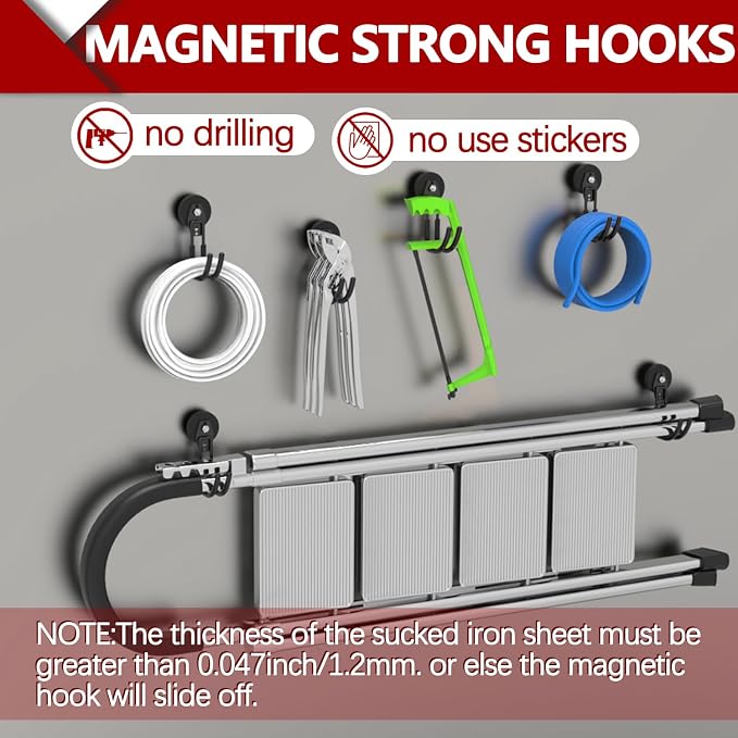 3-H Heavy Duty Magnet Garage Hooks 2 Pack, J Shape Strong Magnetic Hooks - Image 6