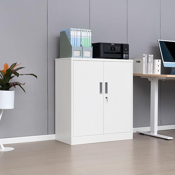 Metal Storage Cabinet with Locking Doors and Adjustable Shelves, 36.2" H Steel - Image 6