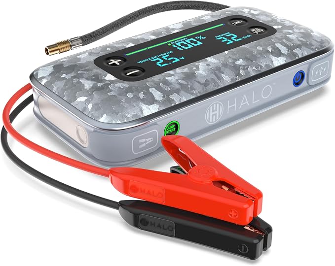 HALO Bolt Air+ 1750 Portable Car Battery Jump Starter | 130 PSI Air Compressor by Halo