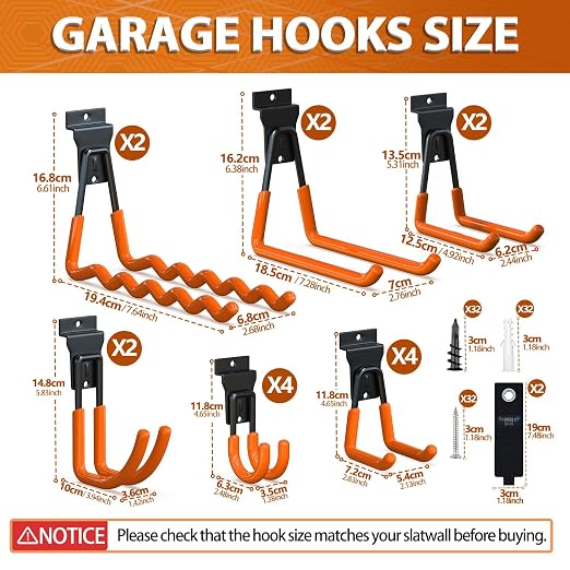 3-H Slatwall Accessories 18 Pack, Slatwall Hooks & Hangers Multi Sizes - Image 2