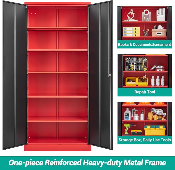 SISESOL Red Metal Storage Cabinet - Image 6