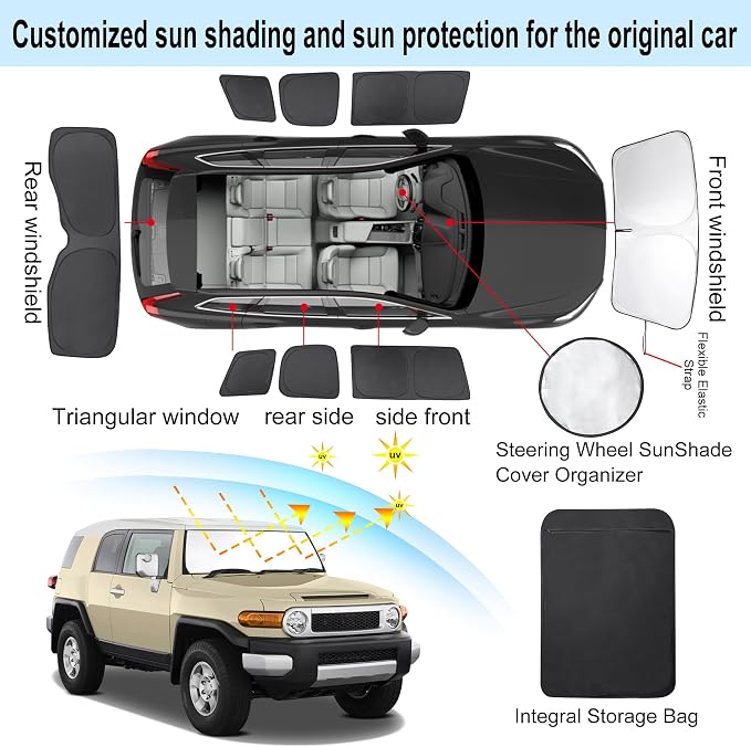 TINGLU Window Shades for Toyota FJ Cruiser Sport Utility 2007-2014 Accessories - Image 3