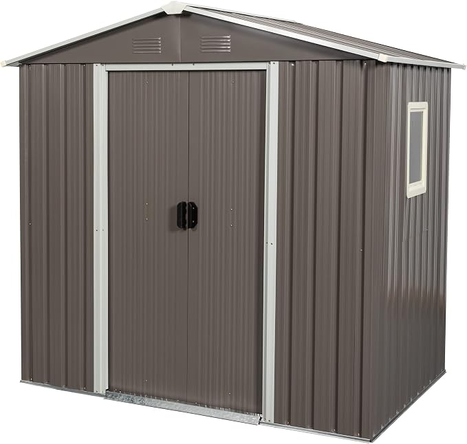 6x5 FT Outdoor Storage Shed, Metal Garden Shed - Image 8