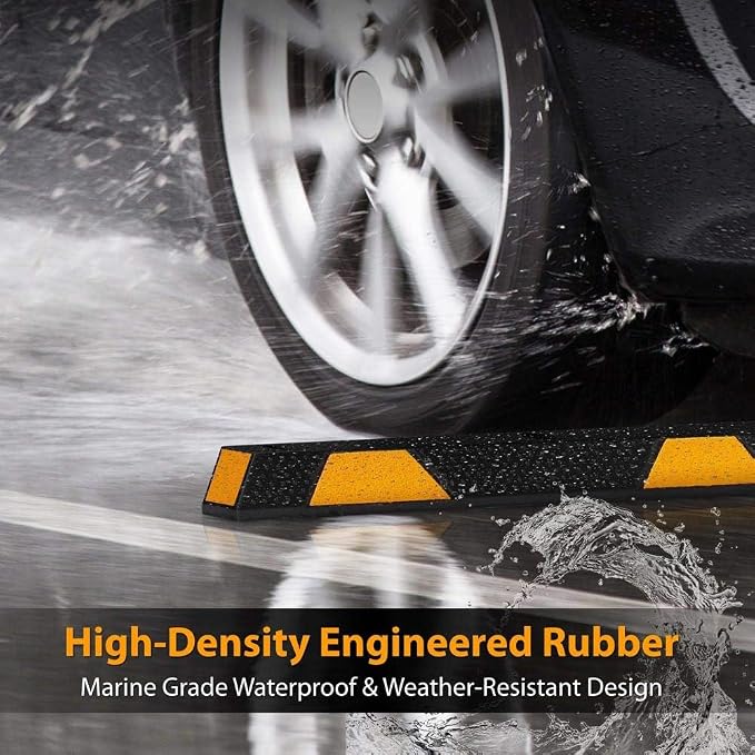 Pyle 72 Inch Heavy Duty Vehicle Rubber Car Parking Wheel Guide Stopper - Image 4