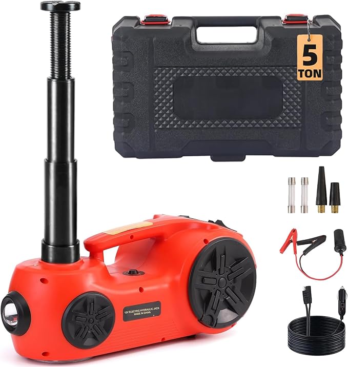 EFFIROSO Upgrade LED Light Electric Car Jack 5 Ton12V Hydraulic Jack Lift by EFFIROSO