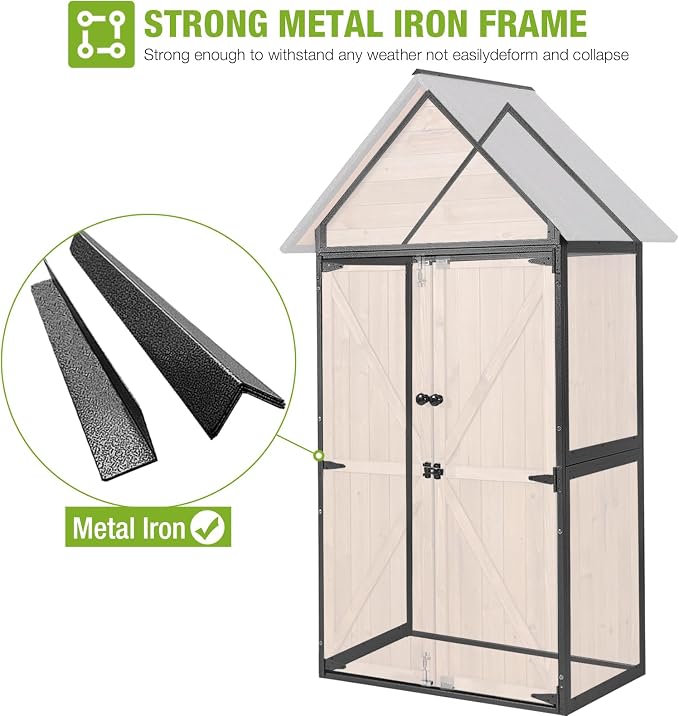 GUTINNEEN Sheds Outdoor Storage Wooden Garden Tool Shed - Image 2