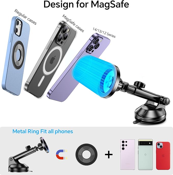 for MagSafe Car Mount【 Windshield + Vent + Dash 】 Magnetic Phone Holder - Image 8