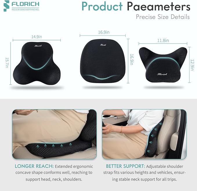 FLORICH Car Seat Cushion and Lumbar Support Pillow - Image 2
