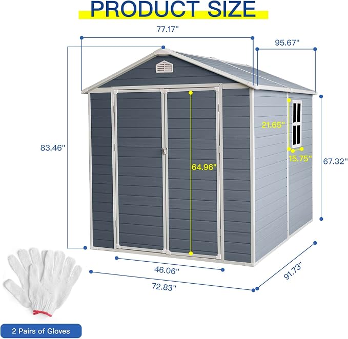 6x8 FT Outdoor Storage Shed, Resin Garden Shed - Image 4