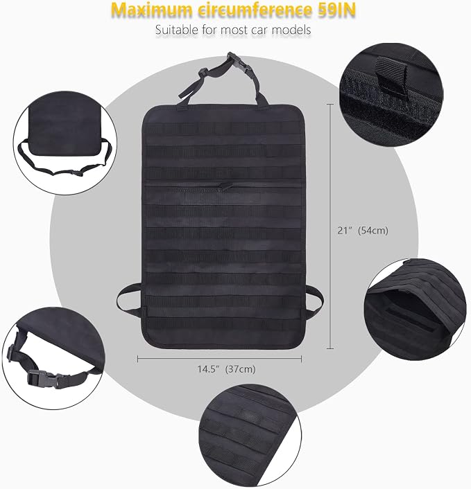 Universal Tactical Seat ​Back Organizer Vehicle Molle Panel Organizer Storage - Image 3
