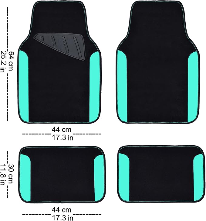 CAR PASS Waterproof Universal Fit Car Floor Mats, Teal Car Mats Fit - Image 2