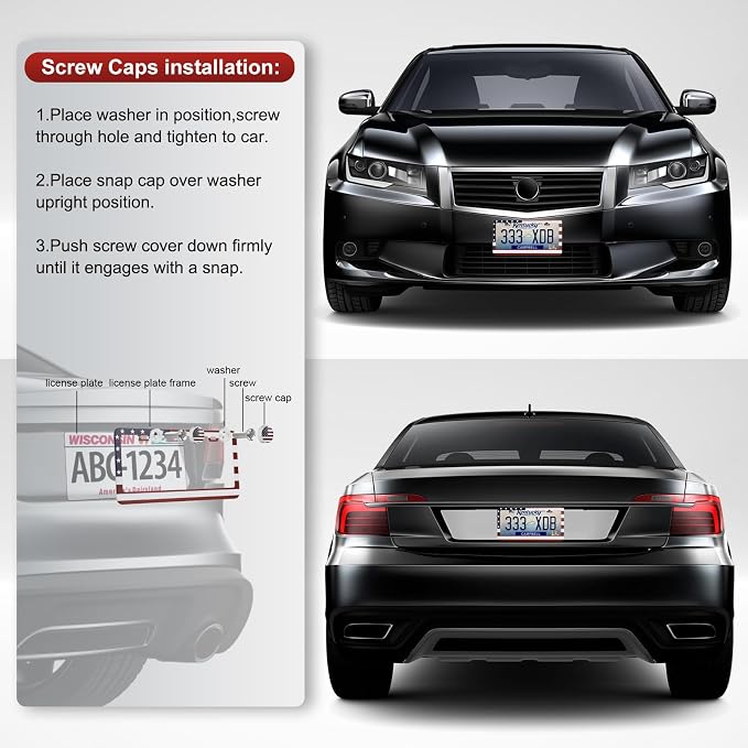 2 Pack License Plate Frames, Stainless Steel Car License Plate Cover Car - Image 5