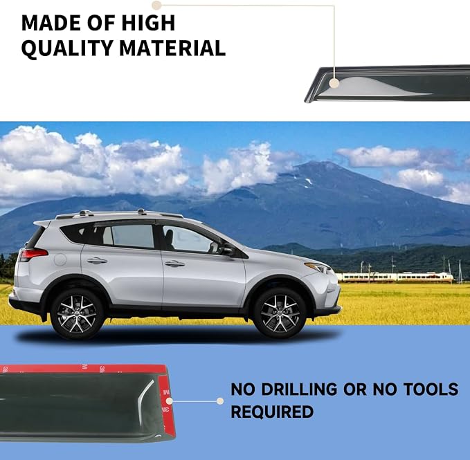 4PCS Rain Guards Fit for 2013-2018 Toyota RAV4 LE XLE SE, Tape-on Outside Mount - Image 7