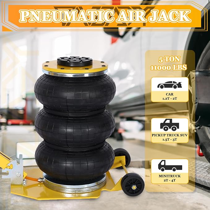5T Triple Bag Air Jack 11000lbs Pneumatic Jack 3s Fast Lift Up 16in Airbag Jack - Image 2