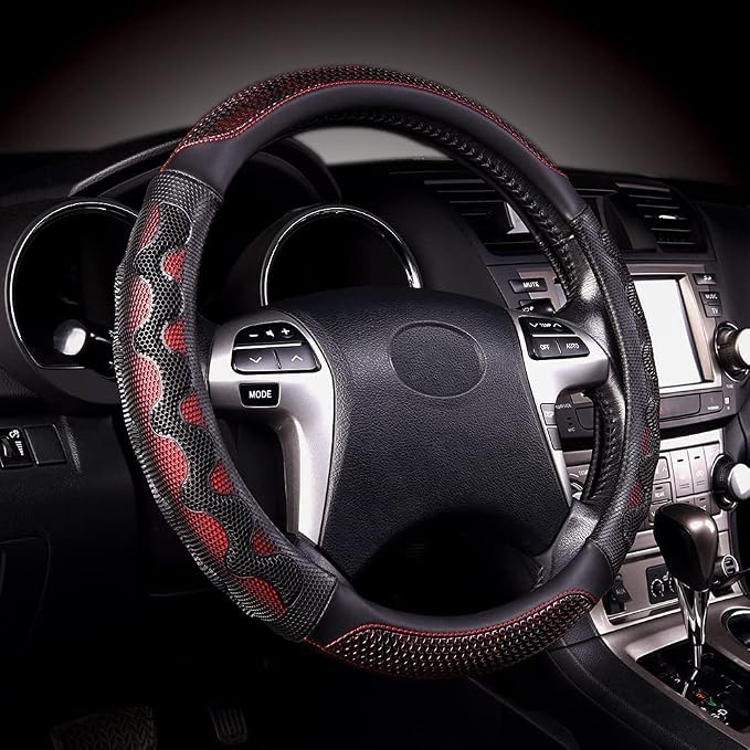 Flying Banner car Steering Wheel Cover Faux Leather Massage Universal fit 3D - Image 4