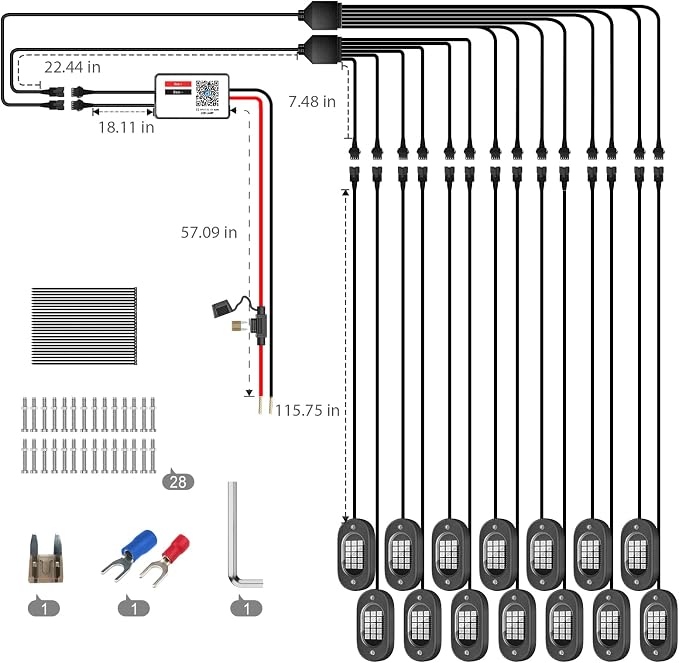 Honalia Rock Lights for Trucks 14 pods, RGB Truck Rock Lights - Image 6