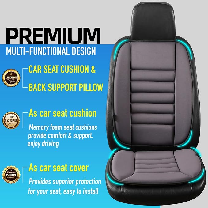 Car Seat Cushion with Back Support Pillow, Comfy Lumbar Support & Seat Cushion - Image 2