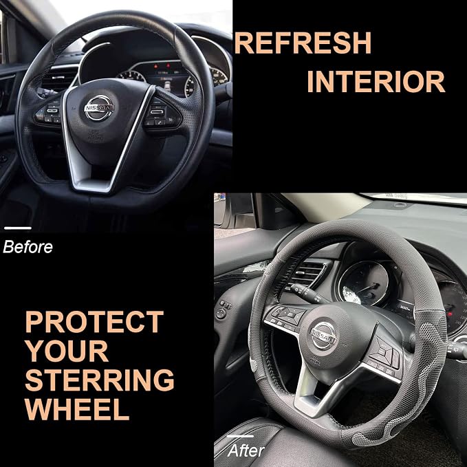 PINCTROT D Shaped Comfy Grip Steering Wheel Cover, Anti-Slip Design, Flat - Image 4