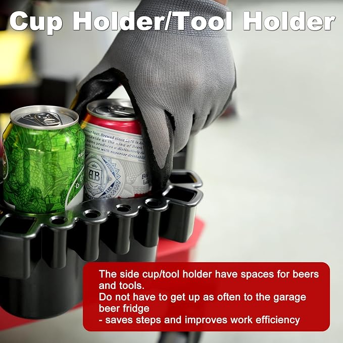Rolling Shop Stool with Wheels, Adjustable Garage Mechanic Stool Seat Shop - Image 4