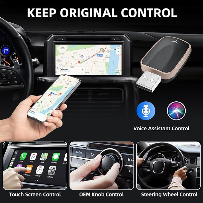 Mini Wireless CarPlay Adapter for iPhone, 2 in 1 CarPlay and Android Auto - Image 4