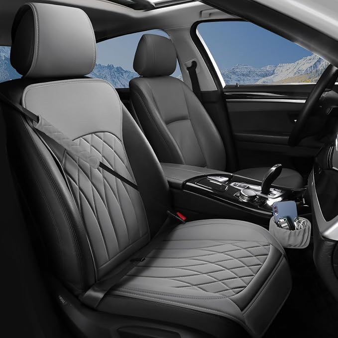 1 Pack Leather Front Car Seat Cover, Universal Sideless Car Seat Protector by BEITK