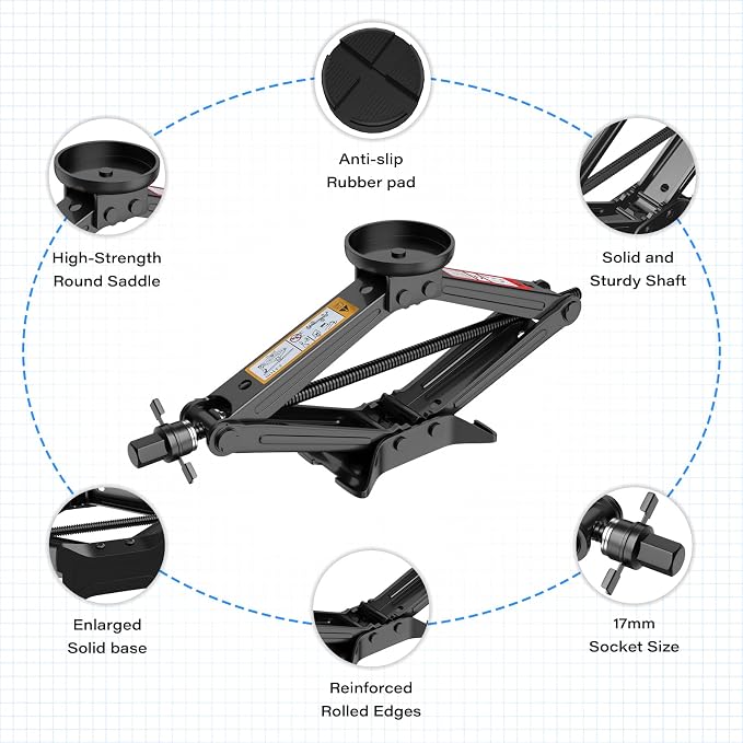 IMAYCC Car Jack Kit 2.5 Ton Scissor Jack Portable Car Jack and Stand Kit - Image 6