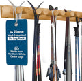 14-Place Log Ski Rack Wall Mount, Indoor Ski Storage Rack by LogKayakRack