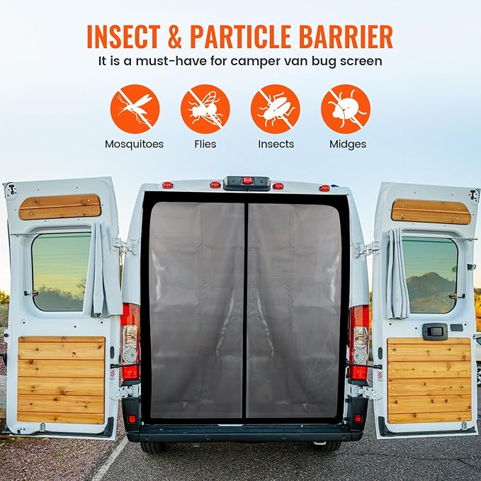 65''H x 65''W Van Bug Screen Universal Size Rear Door Window Covers - Image 5