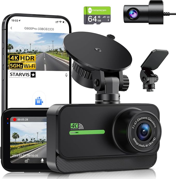 Dash Cam Front and Rear, 4K+2K Dash Camera by GMAIPOPFamily