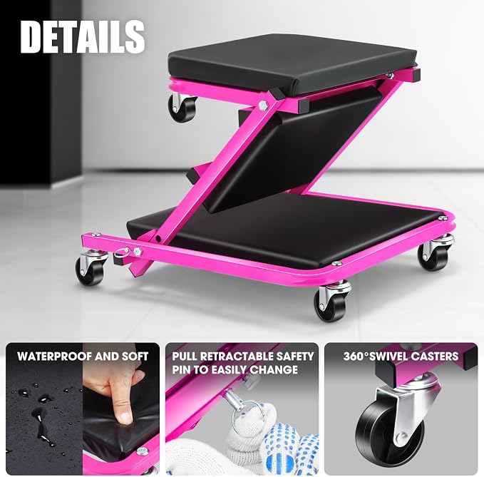 DNA MOTORING 36 Inches 2 IN 1 Rolling Folding Car Creeper/Seat, 150kg Weight - Image 6