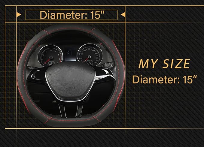 D Shape Car Steering Wheel Cover, Universal 15 inch Stitching Color Anti-Slip - Image 4