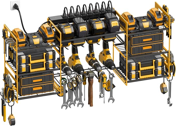 CCCEI Yellow Power Tool Organizer Wall Mount, Large Tools and Battery Storage by CCCEI