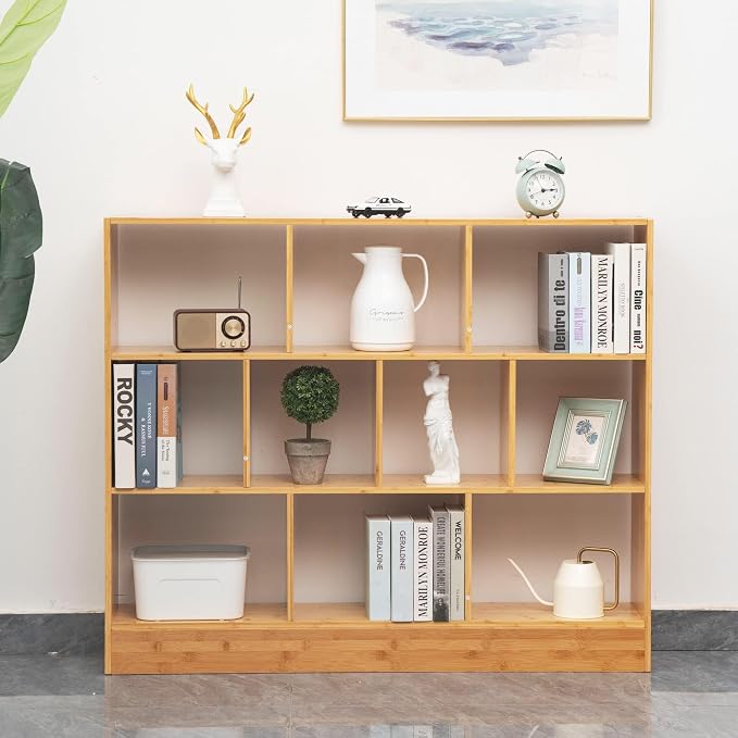 Maydear 47.24” Bamboo Bookshelf, 10 Cube Bookshelf by Maydear