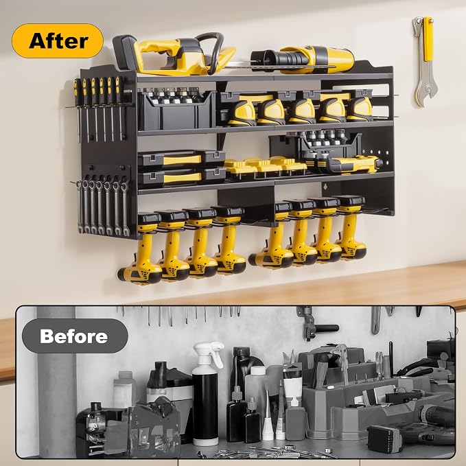 oviitech Power Tool Organizer Wall Mount, 8 Drill Holder Wall Mount Loads 400lbs - Image 5