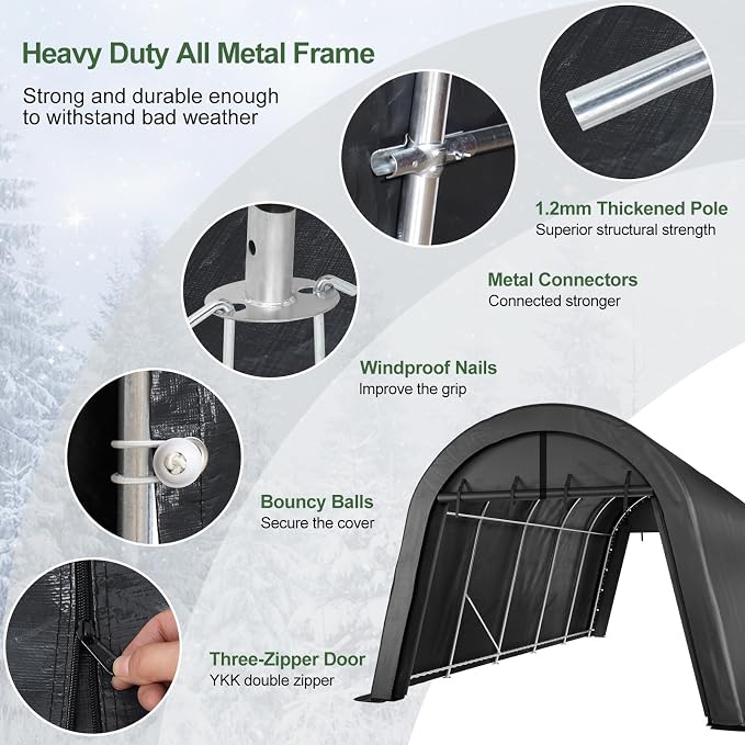Portable Garage, Carport Canopy 12x20 FT Heavy Duty Car Port - Image 3