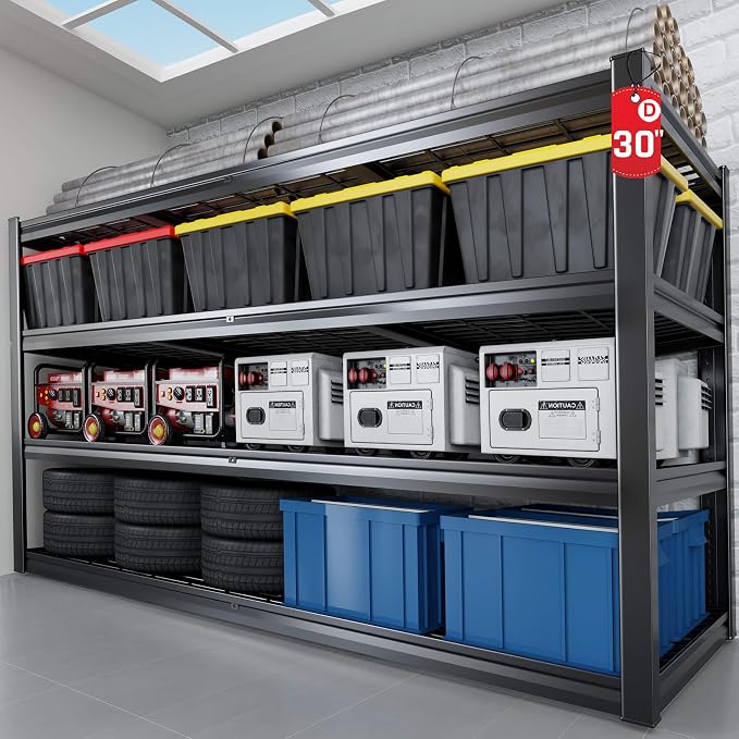 72" W Storage Shelves Heavy Duty Garage Shelving 30" D Metal Shelving Unit by PMKES