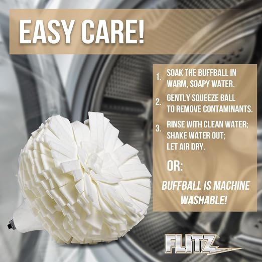 Flitz Buff Ball w/ 1.76oz Metal Polish Paste - 5in Drill Buffer Polisher - Image 7