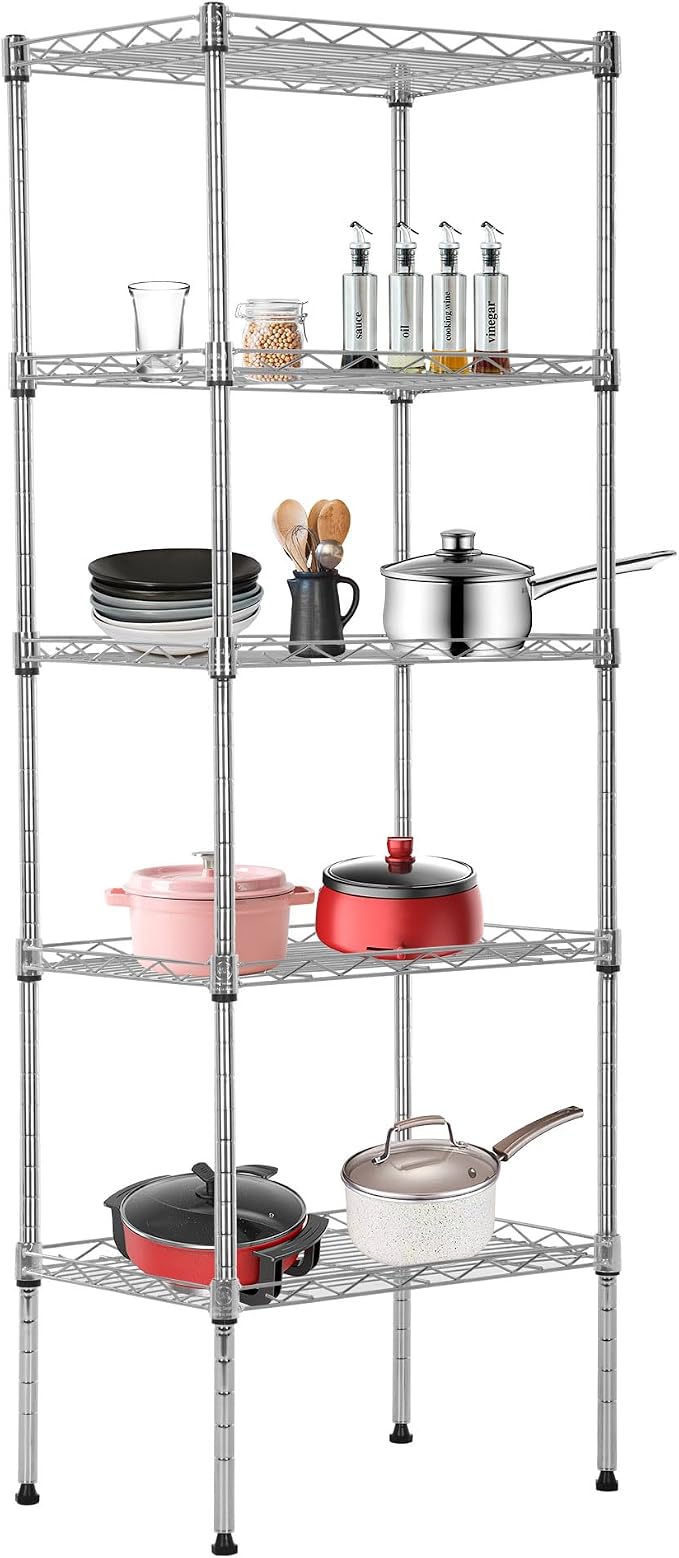 BestOffice 5 Tier Garage Shelving Heavy Duty Metal Shelves 17”D x 12”W x 48”H by BestOffice