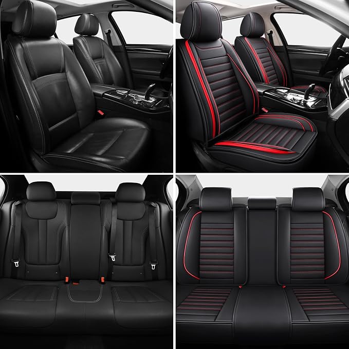 Leather Car Seat Covers Full Set, Universal Faux Leather Car Seat Covers 5 Seats - Image 3