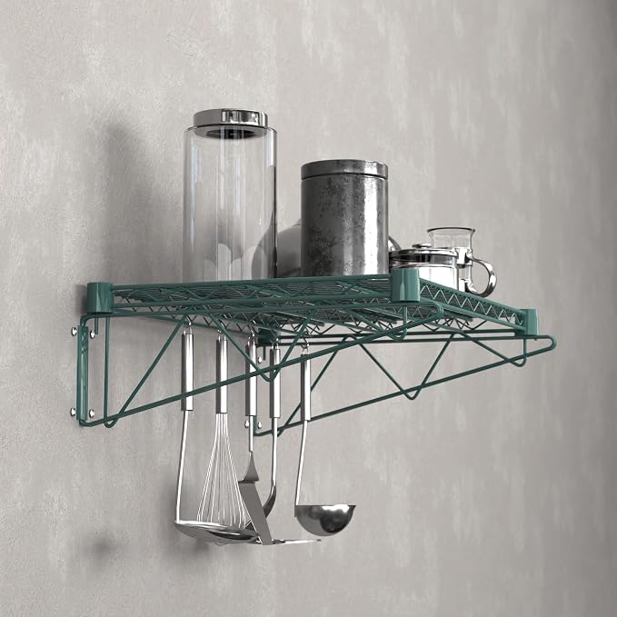 18" x 24" Green Epoxy Wire Wall Mount Shelf - Image 5
