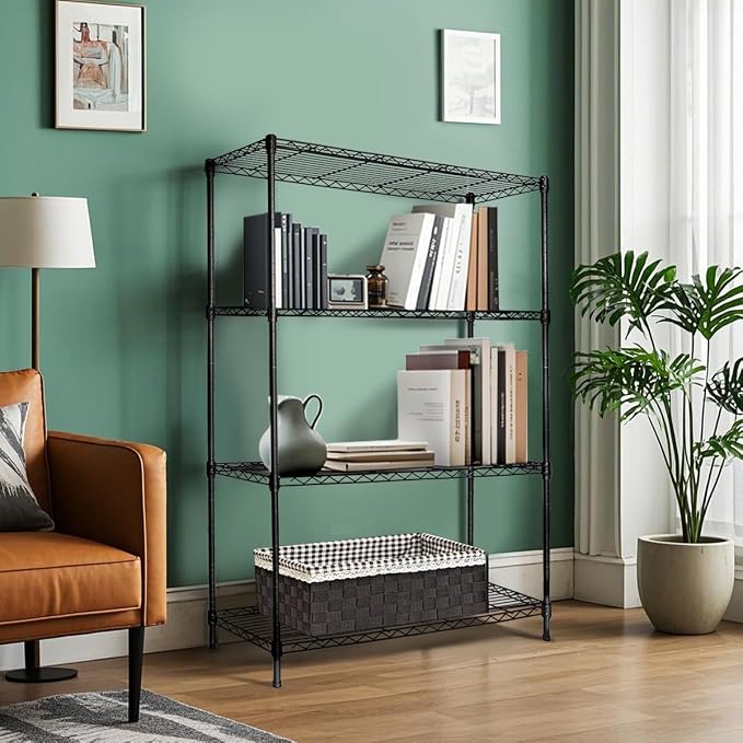 Heavy-Duty Black 4 Tiers Steel 36x14x54 Wire Shelving NSF Certified. Adjustable - Image 2